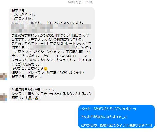 沖縄トレード学院受講生からの利益の報告